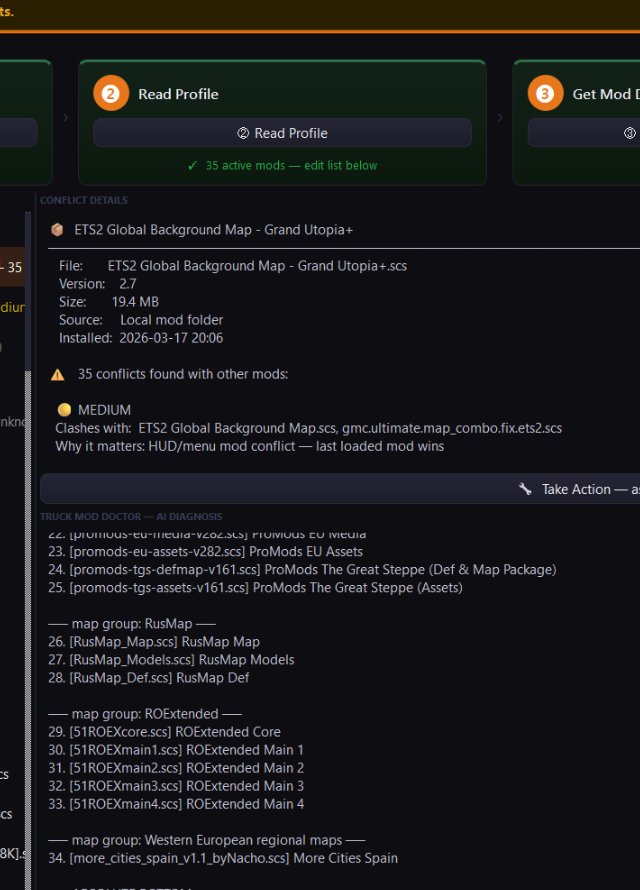 Conflict detail panel showing severity rating, file size, version, and clashing mods