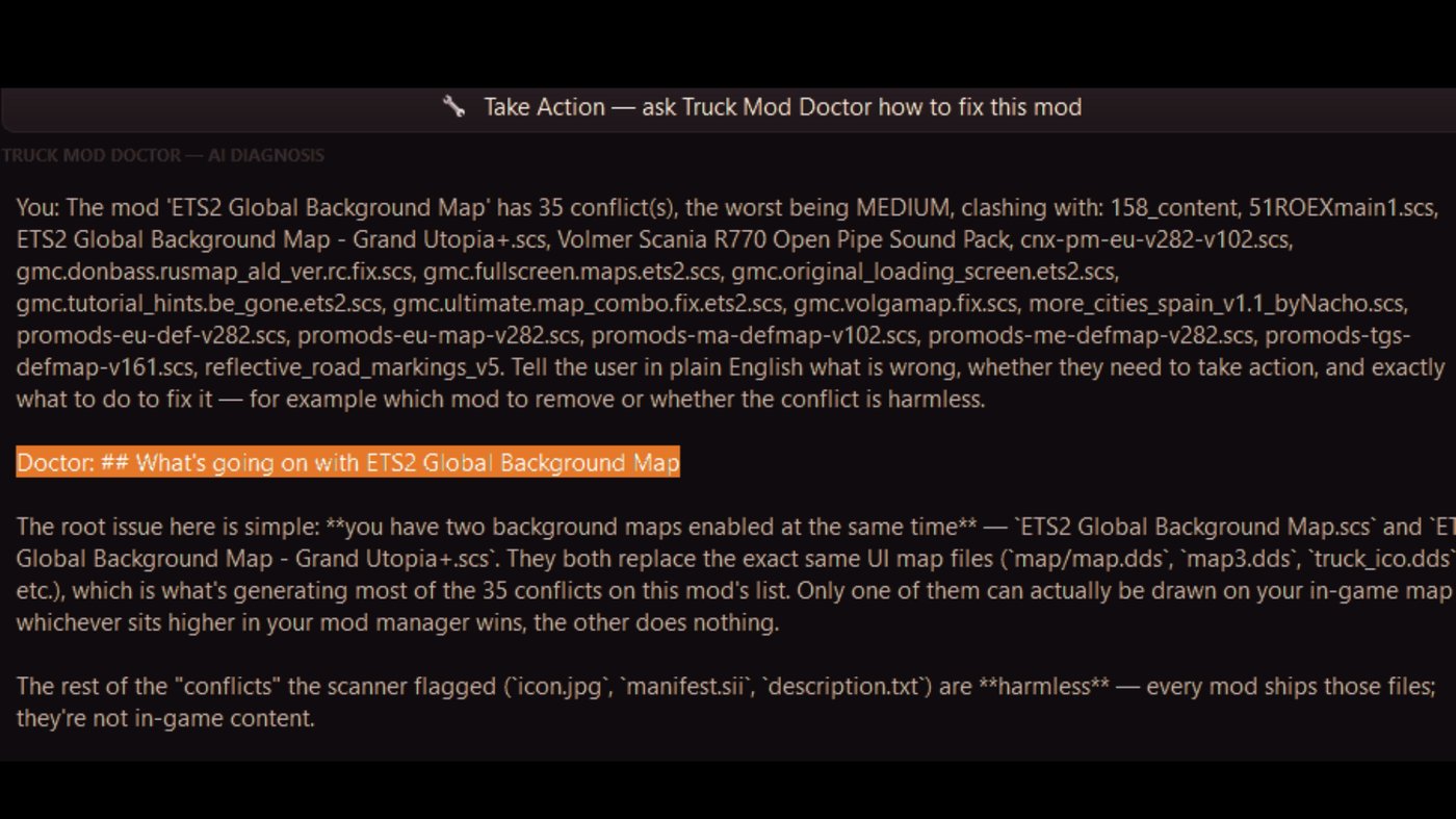 The Doctor explaining in plain English why a mod is conflicting and what to do about it